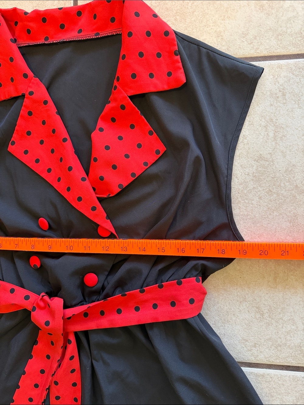 SHEIN Black Dress with Red Polka Dot Trim - Picture 3 of 6